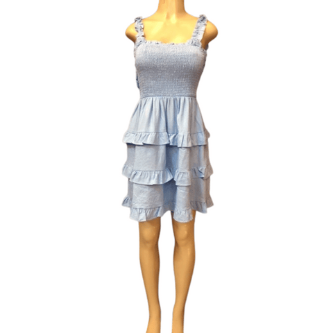 Cinched Top With Raffles Bottom Denim Look Dress 3 Pack (Size: S-M-L, 1-1-1)
