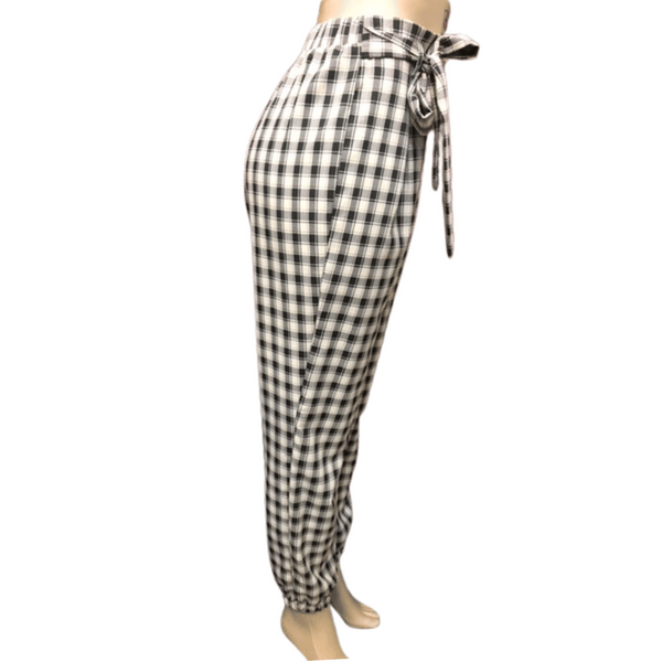 Belted Spring Plaid Pants 6 Pack (Size: S-M-L, 2-2-2)