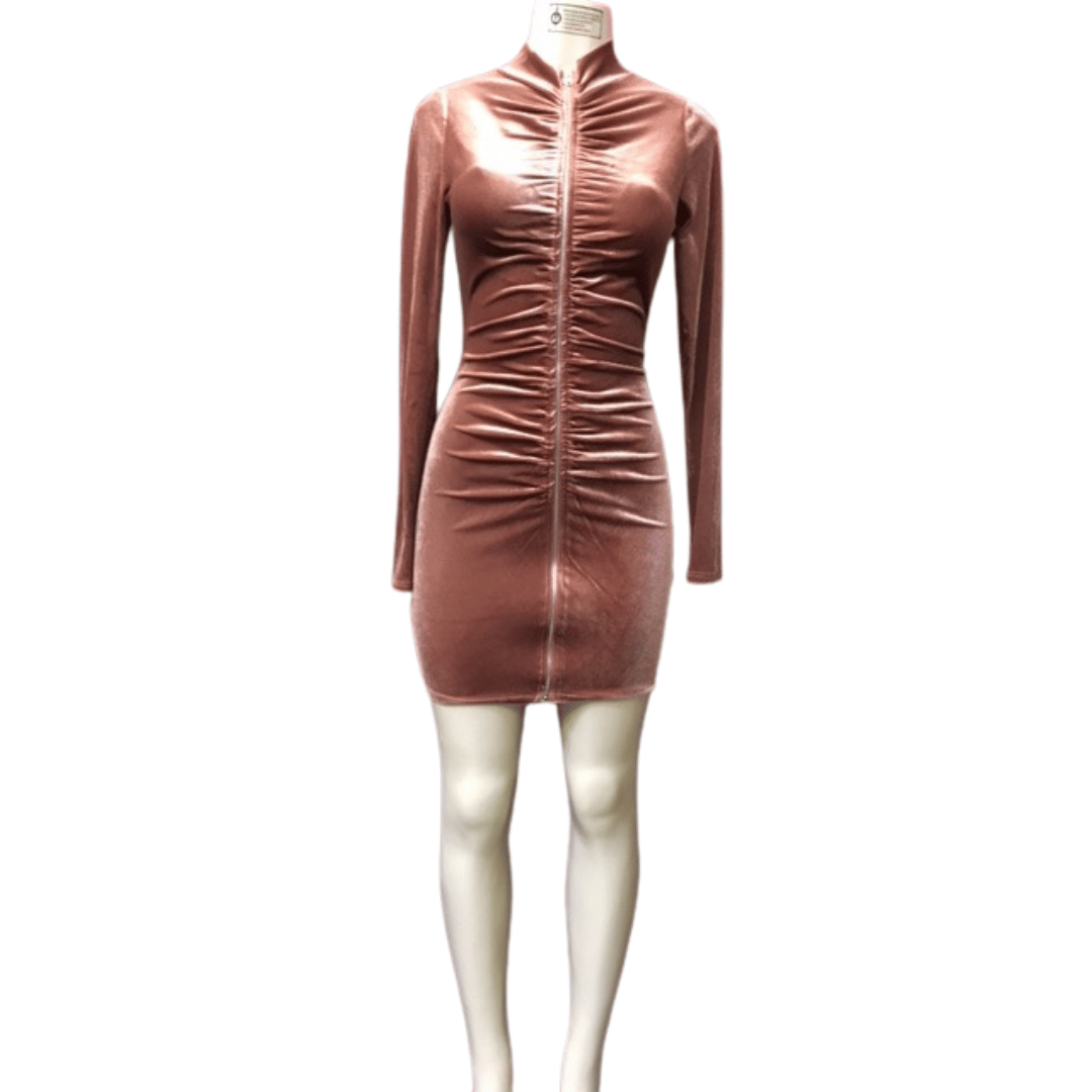 Velvet Zipper Front Dress 3 Pack (Size: S-M-L, 1-1-1)
