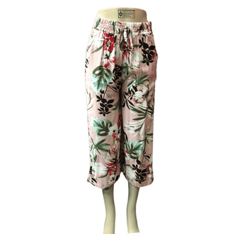 Elastic Waist 2 Pocket Floral Print Palazzo Capri 6 Pack Assorted Colors (Size: One Size Fits All)