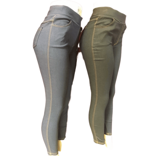 Denim Look Jeggings With 4 Working Pockets 12 Pack Assorted Colors (Size: S/M-L/XL, 6-6)