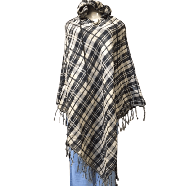 One Size Plaid Poncho 3 Pack (Size: One Size)