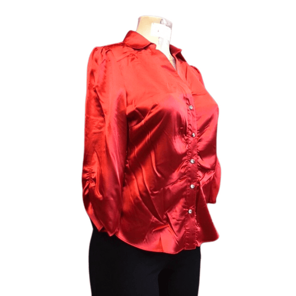Branded 2 Button Front Satin Blouse (Pre Ticket $140) 6 Pack Assorted Colors (Size: XS-S-M-L-XL, 1-1-2-1-1)