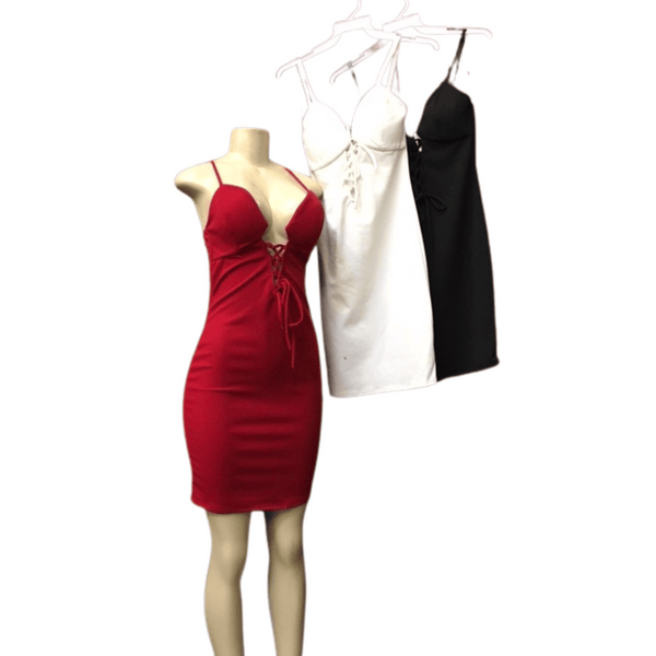 Tie Front Dress 6 Pack Assorted Colors (Size: S-M-L, 2-2-2)