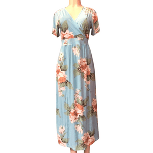 V-Neck Short Sleeve Floral Dress 4 Pack Assorted Colors  (Size: S-M-L-XL, 1-1-1-1)