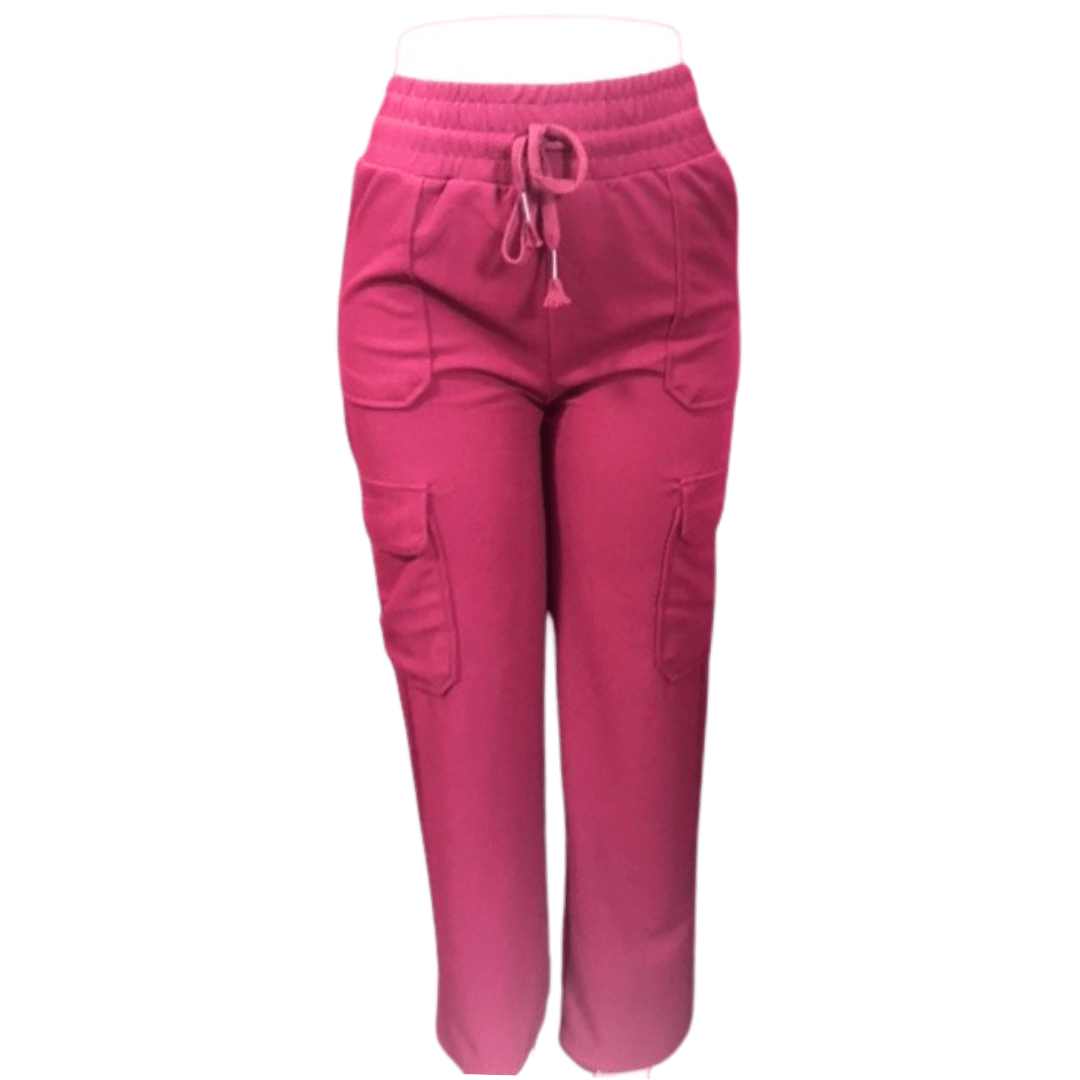 Elastic Waist Straight Leg Cargo Pants 6 Pack Per Color (Size: S-M-L, 2-2-2)