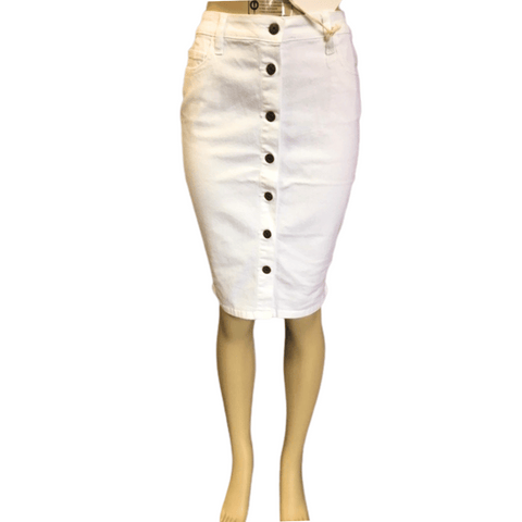 Button Front Knee Length Denim Skirt 6 Pack (Size: S-M-L, 2-2-2)