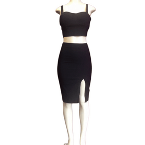 Form Fitting Skirt Crop Top Set 3 Pack (Size: S-M-L, 1-1-1)