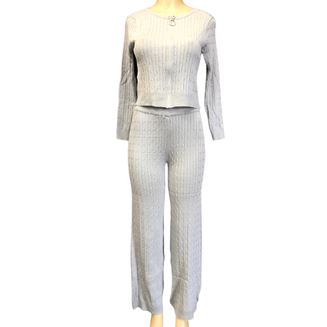 Cable Knit Zipper Front Wide Leg Pant Set 6 Pack Assorted Colors (Size: One Size Fits All)