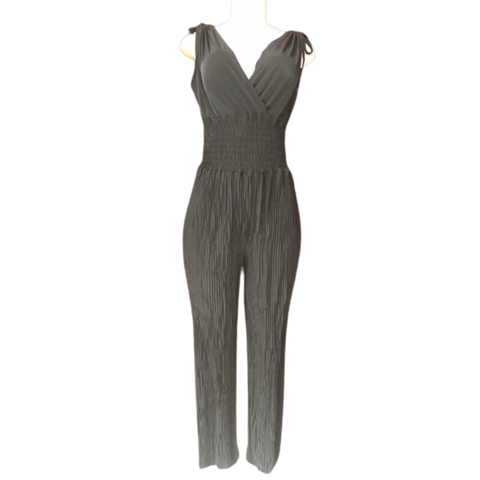 Pleated Cinched Waist V Neck Jumpsuit 6 Pack Assorted Colors (Size: S/M-L/XL, 3-3)