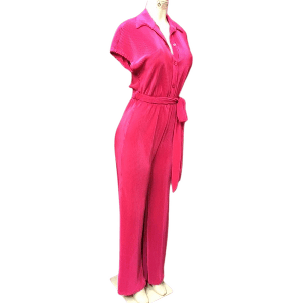 Belted Shorts Sleeve Crinkle Look Jumpsuit 3 Pack (Size: S-M-L, 1-1-1)