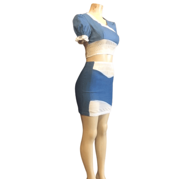 2 PCs Denim Shear Skirt Set 6 Pack (Size: S-M-L, 2-2-2)