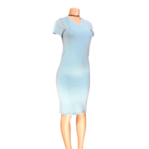 V Neck Short Sleeve Tee Dress 6 Pack Per Color (Size: S-M-L-XL, 1-2-2-1)