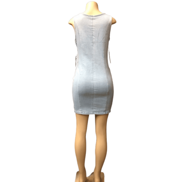 Denim Dress With Stone Tassel 6 Pack Per Color (Size: S-M-L,  2-2-2)