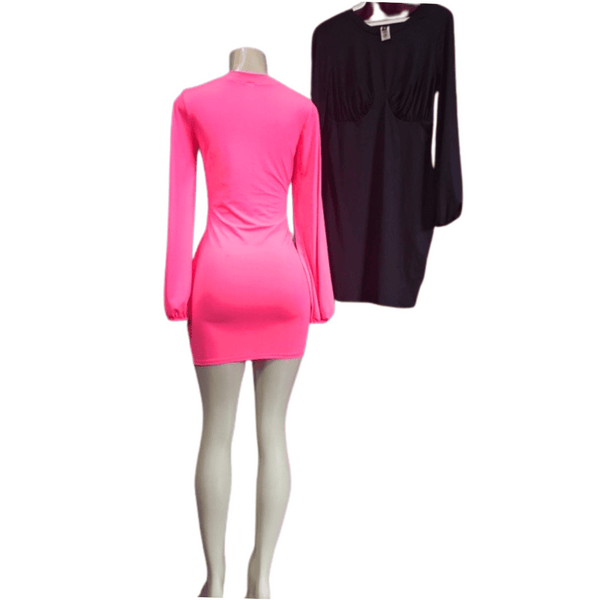 Body Form Long Sleeve Dress 3 Pack Per Color (Size: S-M-L, 1-1-1)