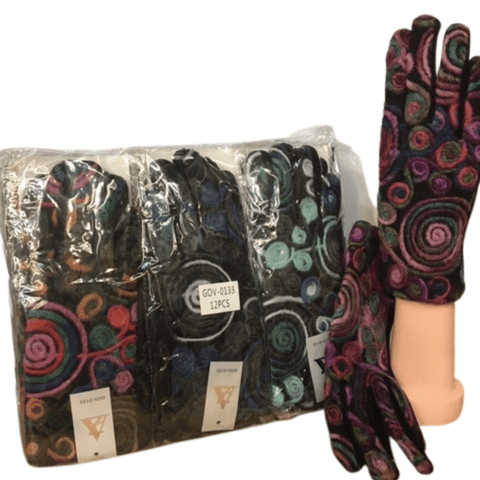 Fleece Lined With Embroidery 12 Pack Black With Assorted Patterns