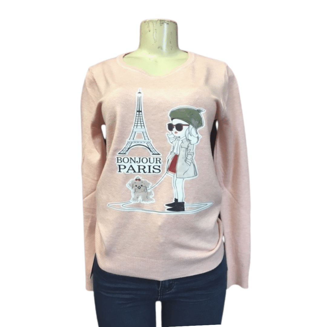 Postcard Sweater With PARIS Scene 12 Pack Assorted Colors (Size: S/M-L/XL, 6-6)