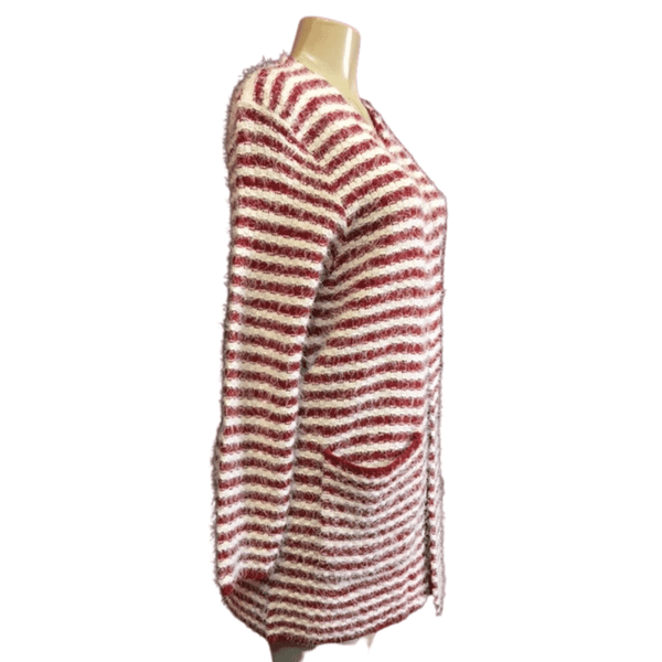 Striped Open Cardigan With 2 Front Pocket 6 Pack Assorted Colors (Size: One Size Fits All)