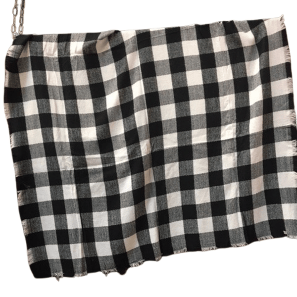 Black And White Plaid Oversized Scarf 6 Pack