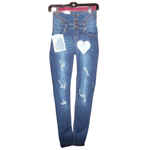 Columbian Style Levanta Cola Washed Distress Skinny Jeans (Sizes:1-3-5-7-9-11-13-15, Quantity: 1-2-2-2-2-1-1-1)