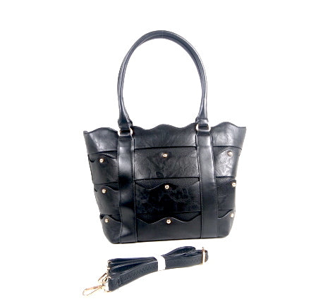 Tomiya Handbag Wavy Black Leather