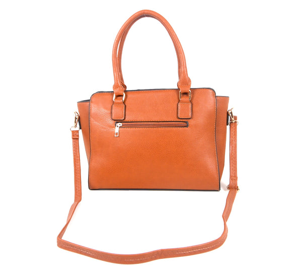 Tomiya Sling Shoulder Handbag Orange Black Single Stripe Leather