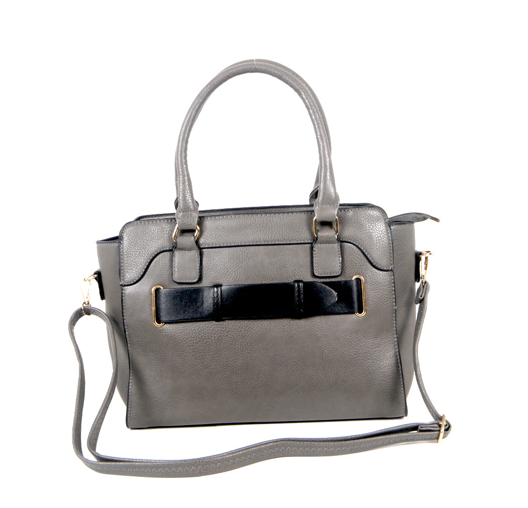 Tomiya Handbag Silver Black Single Stripe