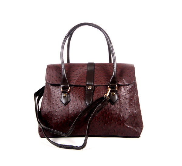 Tomiya Flap Faux Ostrich Leather Handbag 6 Pack (Black & Brown)