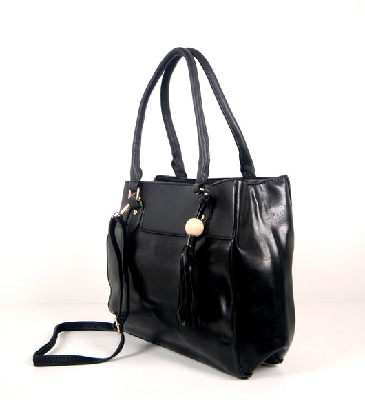 Tomiya Shoulder Handbag Black Faux Leather
