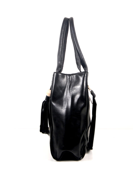 Tomiya Shoulder Handbag Black Faux Leather