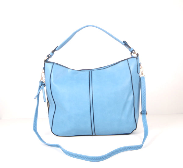 Tomiya Handbag Zipper Top Satchel Shoulder Bag Sky Blue