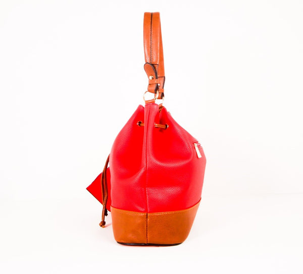 Tomiya Drawstring Bucket Bag Red