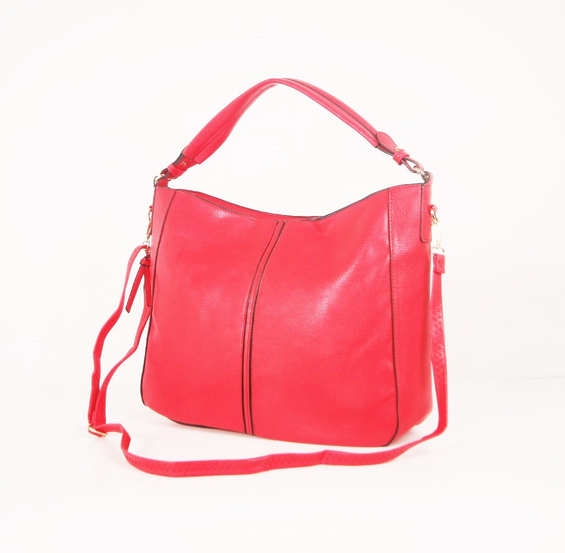 Tomiya Handbag Zipper Top Satchel Shoulder Bag Red