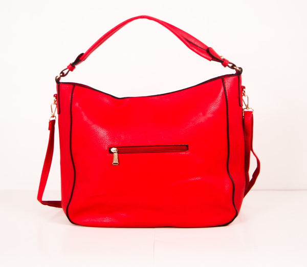 Tomiya Handbag Zipper Top Satchel Shoulder Bag Red