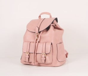 Tomiya Pull String Flap Backpack Pink