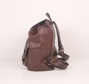 Tomiya Pull String Flap Backpack Brown