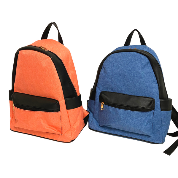 Tomiya Denim Zipper Top Backpack 6 Pack Assorted Colors