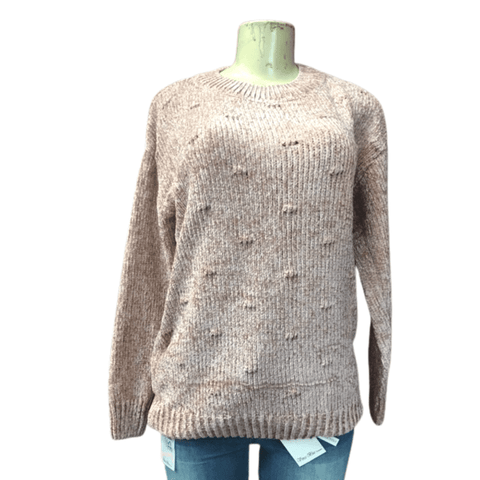 Crew Neck Chenille Sweater With Puff Raised Front 12 Pack Assorted Color  (Size: S/M-L/XL,  6-6 )