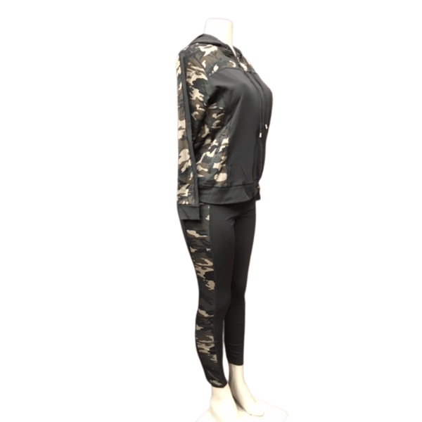 Fleece Lined Camo Print Hoody Jacket With Phone Pockets Pants Set 8 Pack (Size: S-M-L-XL, 2-2-2-2)