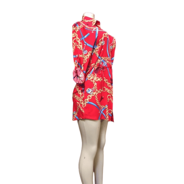 Scarf Print Belted Shirt/Dress 6 Pack Assorted Colors (Size: S/M-L/XL, 3-3)