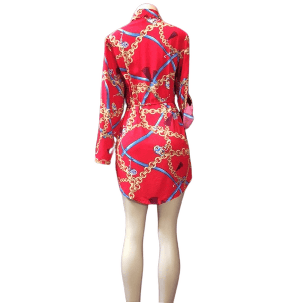 Scarf Print Belted Shirt/Dress 6 Pack Assorted Colors (Size: S/M-L/XL, 3-3)