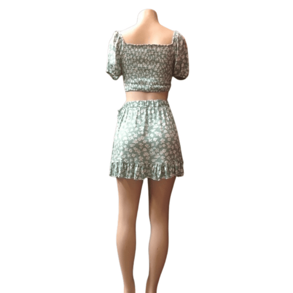 Cinched Front Crop Floral Skirt Set 6 Pack Assorted Colors (Size: S/M-L/XL, 3-3)
