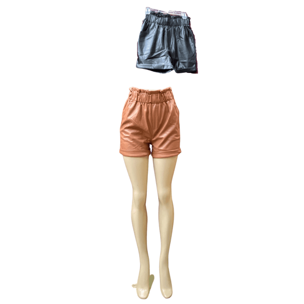 Leather Look High Waist Shorts 6 Pack per Color (S-M-L, 2-2-2)