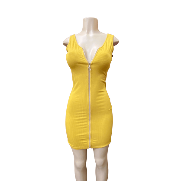 Zip Front Ribbed Bodycon Form Fitting Dress 6 Pack Per Color  (Size: S-M-L-XL, 1-2-2-16)