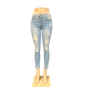 Rips and Tears Distressed Denim Jeans 12 Pack 2 Washes  (Size: S/M-M/L-L/XL-XL/XXL, 2-4-4-2)