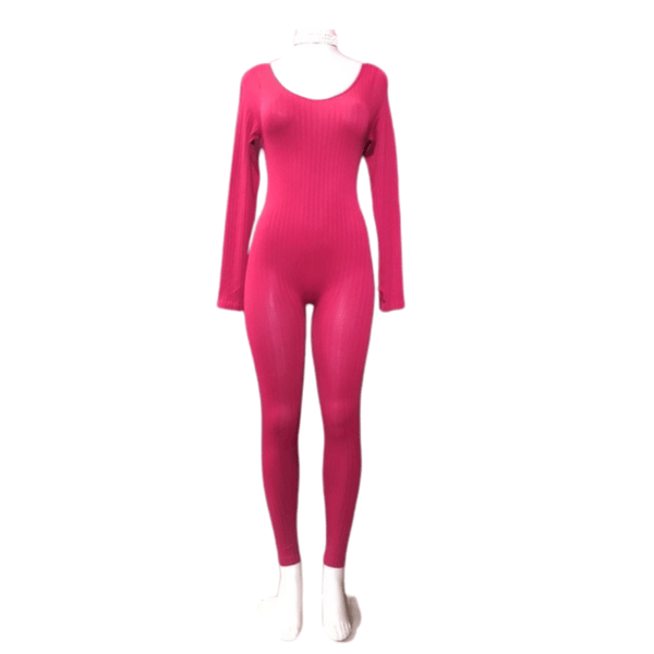 Long Sleeve With Finger Hole Ribbed Catsuit 6 Pack Assorted Colors  (Size: One Size Fits All)