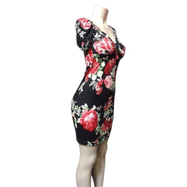 Cinched V Neck Floral Dress 6 Pack Assorted Colors (Size: One Size Fits All)