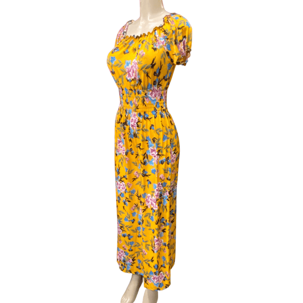 Floral Cinched Waist Spring/Summer Casual Dress 12 pack ( Size M-L ,4-4-4)