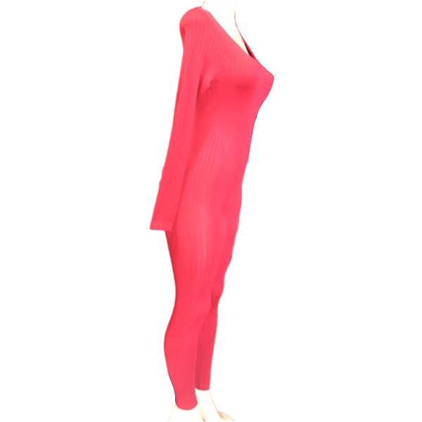 Long Sleeve With Finger Hole Ribbed Catsuit 6 Pack Assorted Colors  (Size: One Size Fits All)