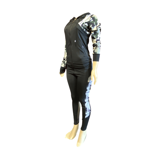 3 Piece Camo Highlight Hoodie Top with Zipper Pockets Activewear Set 8 Pack (S/M-X/XL, 4-4)
